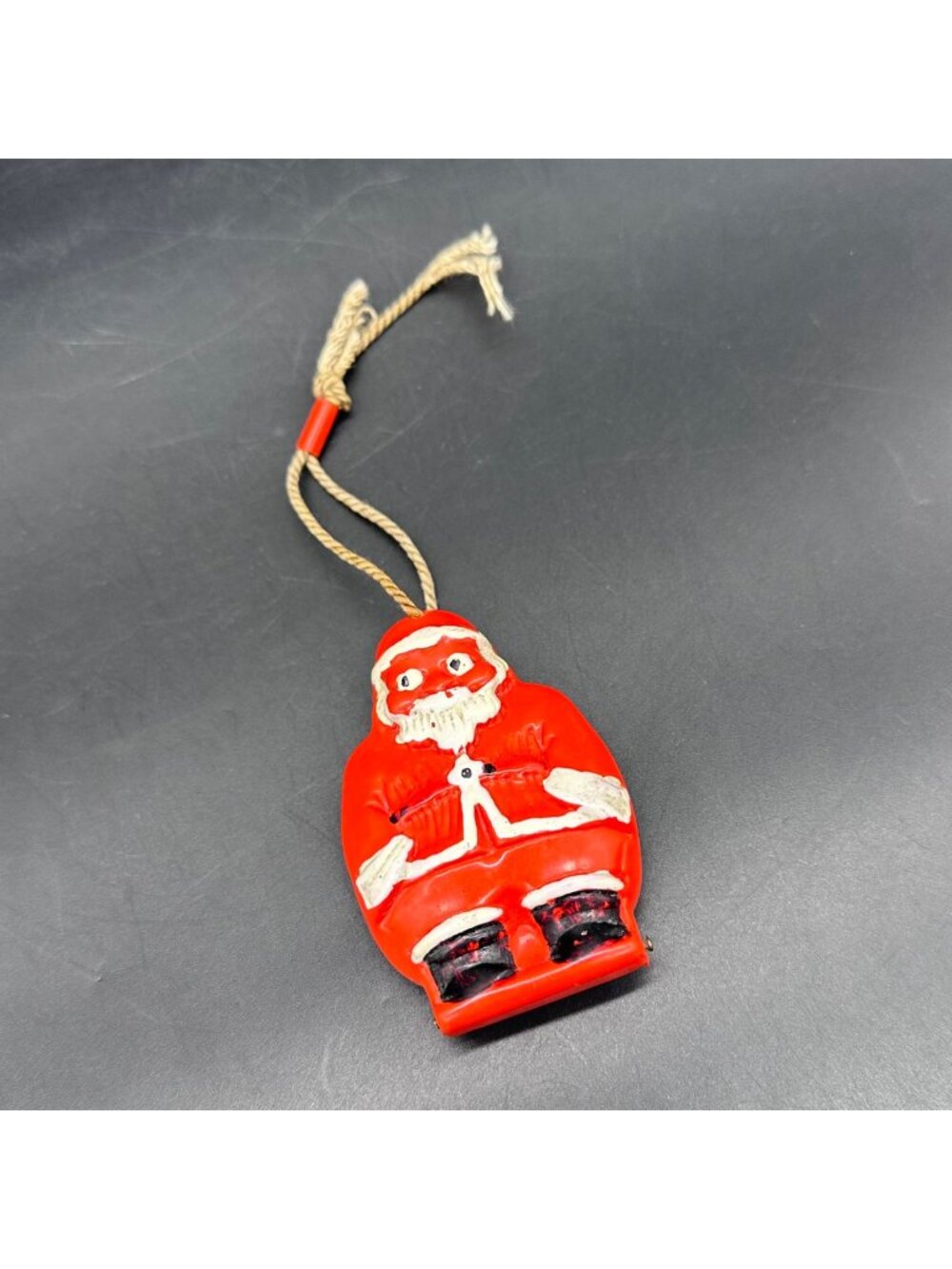 Vintage Celluloid Santa Claus Coin Purse Ornament Kitschy Mid Century Christmas